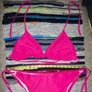 Plus Lettuce Trim Triangle Tie Side Bikini Swimsuit